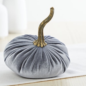 Small Velvet Pumpkin, wedding centerpiece, dessert table decor, home decor trends, barn wedding party favor, best selling item Gray image 1