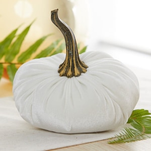 Large Velvet Pumpkin Ivory, modern farmhouse decor, wedding centerpiece, party favors, mantle decor, mom gift for her, best selling item