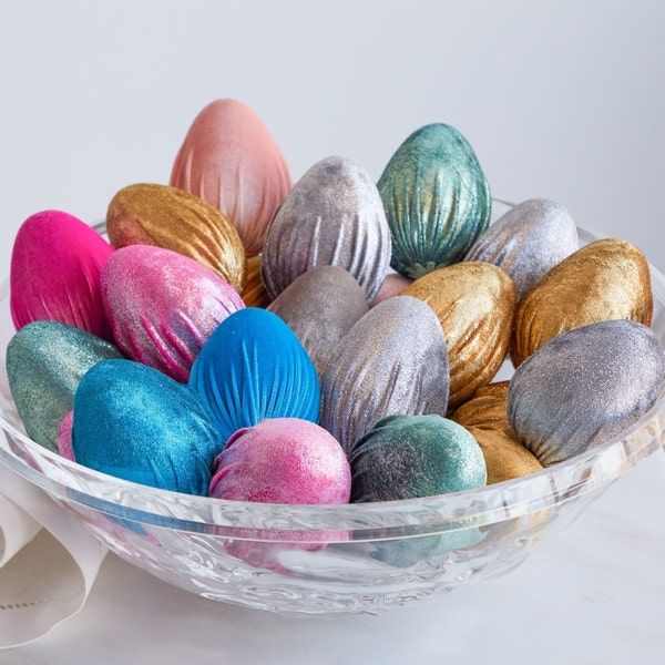 Samt Eier wählen Ihre eigenen Set Eier, Frühlingsdekoration, Foto Requisite, Vasenfüller, gestuftes Tablett Dekor, Vintage Küche, meistverkaufte Artikel