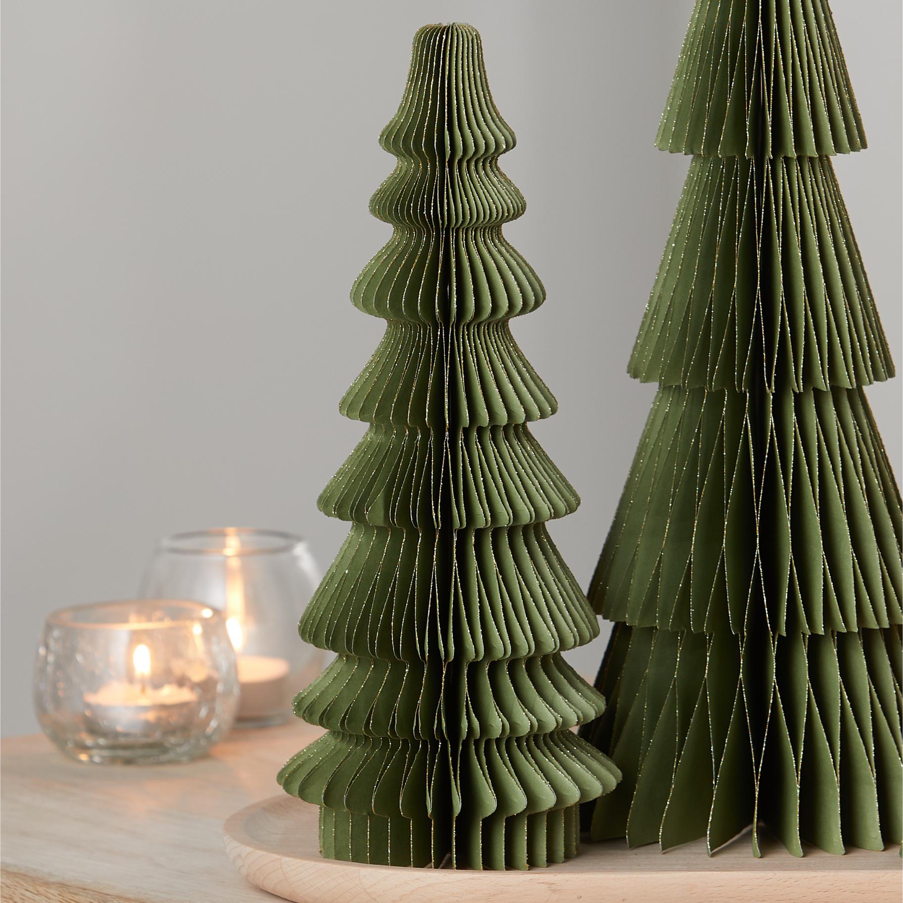 Honeycomb Paper Trees Set of 3, Olive Green Christmas Tree Table ...