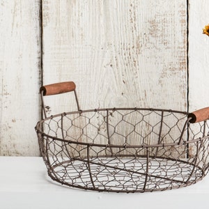 Metal Wire Woven Basket, chicken wire basket, table centerpiece, rustic wire basket, farmhouse chic, kitchen organizer, storage basket image 5