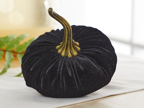Large Velvet Pumpkin Black, home decor trends, Fall wedding centerpiece, modern rustic wedding decor, shabby chic decor, best selling item