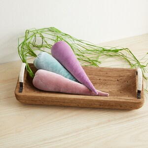 Velvet Carrot Set of 5, Pastel Decor, Spring Bowl Fillers, Farmhouse Kitchen Decor, Centerpieces for Dining Table, Blush Wall Hanging image 6