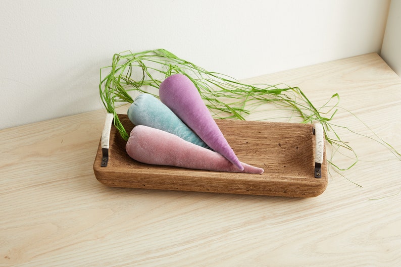 Velvet Carrot Set of 5, Pastel Decor, Spring Bowl Fillers, Farmhouse Kitchen Decor, Centerpieces for Dining Table, Blush Wall Hanging image 6