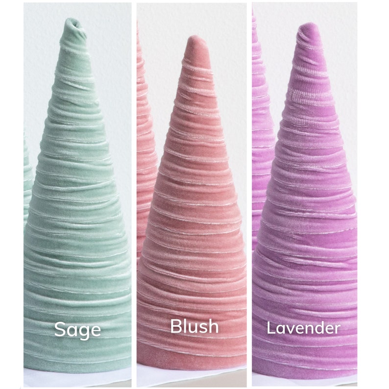 Blush pink velvet cones set of 3, coquette room decor aesthetic shelf decor for nursery, cute home accessories for Mom, Mother's day gifts image 8