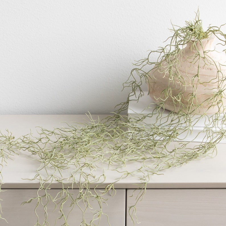 Artificial Spanish Moss 42 Inch Hanging Spray Faux Greenery Etsy