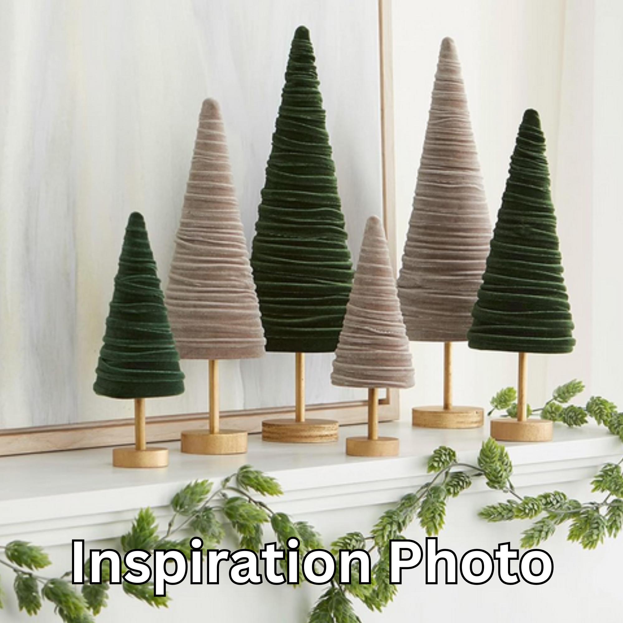 Taupe Pedestal Velvet Trees Set of 3, Everyday Mantel Décor, Neutral ...