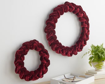 Burgundy Velvet Wreath, Wall Decor, Front Door Wreath, Spring Summer Door Decor, Cozy Modern Home, Wall Hanging, Wedding Decor