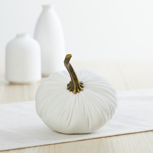 Small Ivory Velvet Pumpkin