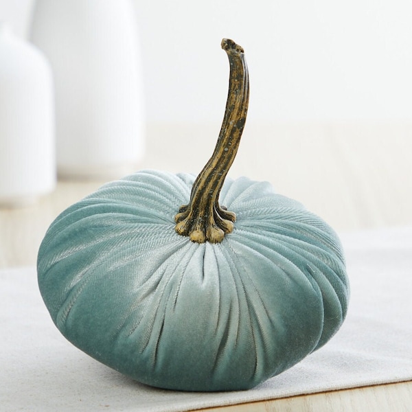 Small Velvet Pumpkin, rustic table decor, home decor centerpiece, modern farmhouse decor, cozy decor, hostess gifts, best selling  (Sage)