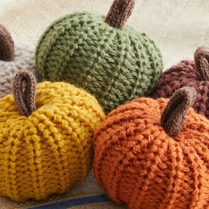 Set of 5 Mini Knit Pumpkins, Autumn Bowl Filler, Decorative Pumpkin for table, Fall Pumpkin Tray Decor for Coffee Table, Farmhouse Mantel image 2