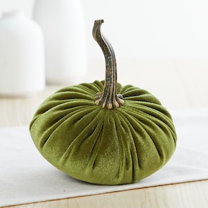 Small Velvet Pumpkin, fall barn wedding centerpiece, modern decor, gift for friend, green decor, farmhouse decor, best seller(Avocado)