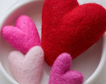 Mini Wool Red Heart Set, Gift for Friend, Bowl Filler, Bookshelf Decor, Gift for Her, Mother's Day, Wedding decor