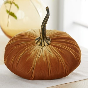 Extra Large Velvet Pumpkin Gold, autumn luxury velvet handmade home decor, for tabletop accent, fall wedding centerpiece, farmhouse
