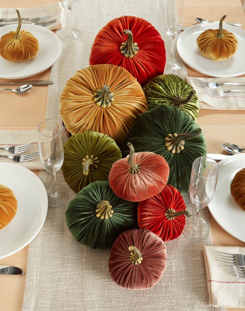 Velvet Pumpkins Create Your Own Set of 3 Different Sizes and image 2