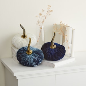 Indigo Velvet Pumpkin Table Scatter Set
