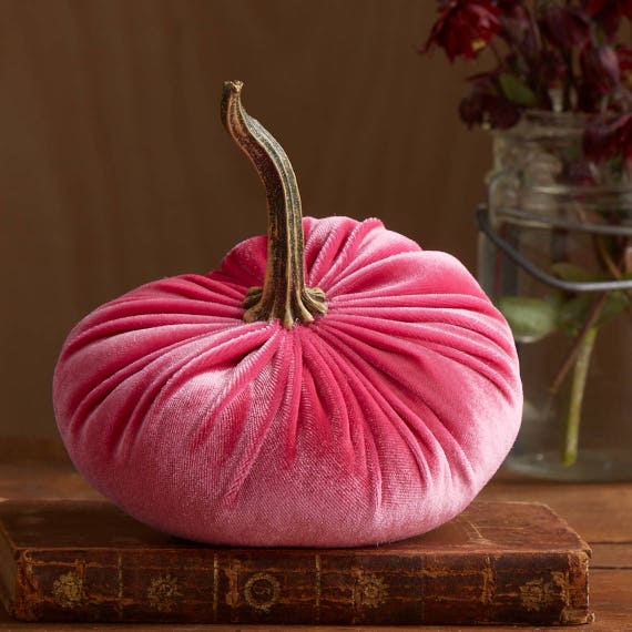 hostess gifts best selling items DIY wedding centerpiece Nubby Mink Velvet Pumpkins {HOT PINK} Set of 3 Different Sizes; gift for mom
