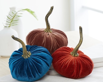 Small Velvet Pumpkins set of 3, home decor trends, wedding centerpiece, modern rustic wedding decor, Thanksgiving decor, best selling items