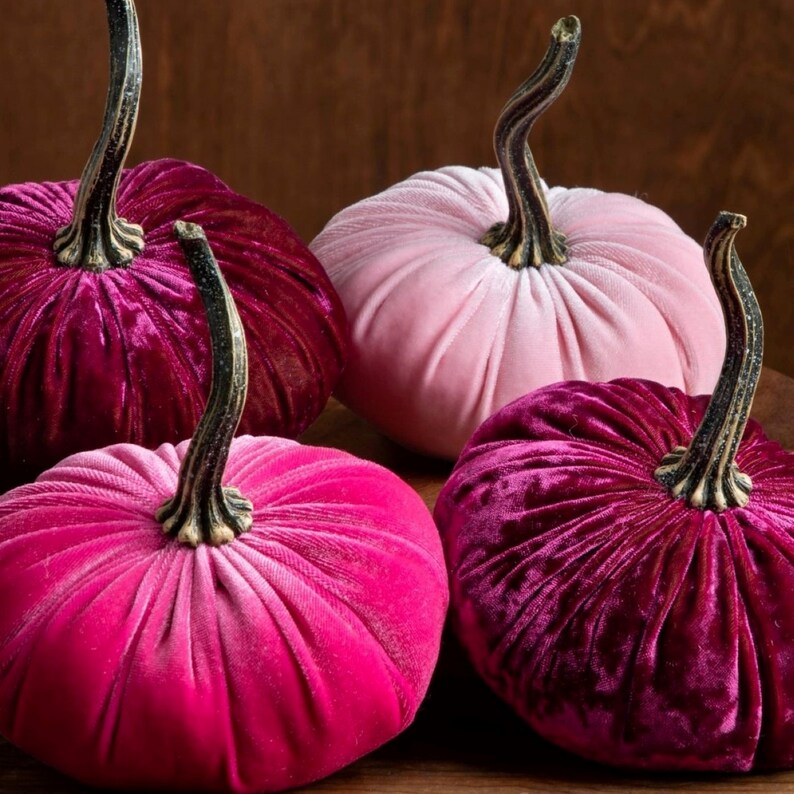 Small Velvet Pumpkins Set of 4 modern glam cozy home decor Etsy