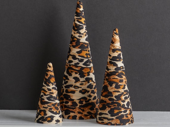 Trees Set Of 3 Leopard Print Home Decor Tabletop Decor Etsy