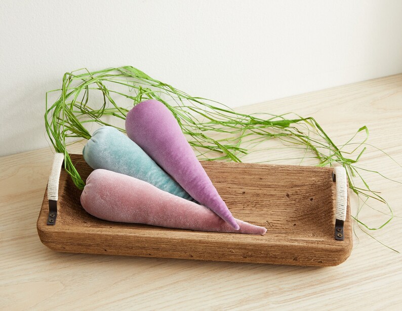 Velvet Carrot Set of 5, Pastel Decor, Spring Bowl Fillers, Farmhouse Kitchen Decor, Centerpieces for Dining Table, Blush Wall Hanging image 5