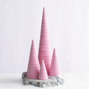 Baby pink velvet cones set of 4, coquette room decor aesthetic accessories for Mom, sweet 16 centerpieces for table, baby girl nursery decor image 7