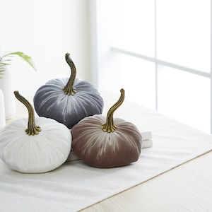 SMALL Velvet Pumpkins Set of 3, Fall wedding centerpiece, modern rustic farmhouse decor, mantel decor, Thanksgiving decor, best selling item