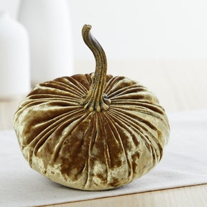 SMALL Velvet Pumpkin, modern farmhouse decor, cozy home decor, rustic centerpiece, table decoration, host gift, best selling (Luxe Brass)