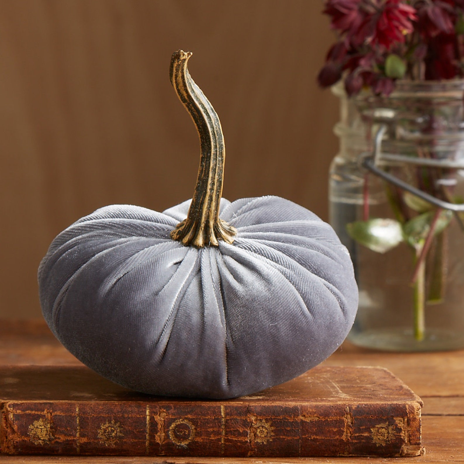 Small Velvet Pumpkins Set of 3 Fall Wedding Centerpiece Etsy