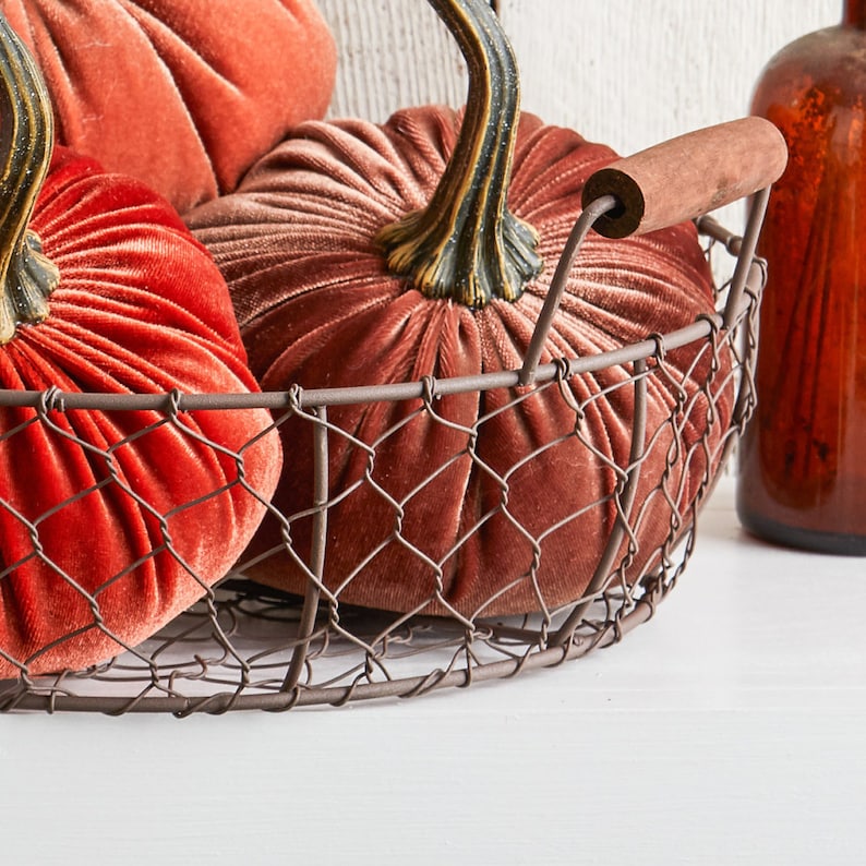 Metal Wire Woven Basket, chicken wire basket, table centerpiece, rustic wire basket, farmhouse chic, kitchen organizer, storage basket image 7