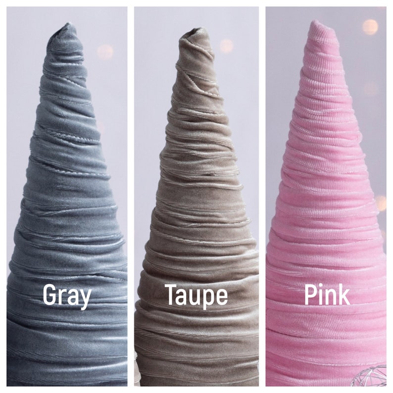 SMALL Single Velvet or Fabric Cones 6.5 modern farmhouse home decor, rustic mantle entryway decor, wedding centerpiece, best selling item image 6
