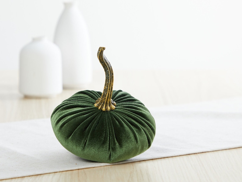 SMALL Velvet Pumpkins set of 3, trending home decor, modern rustic wedding decor, Thanksgiving decor, autumn tablescape, best selling items image 3