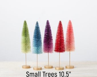 Bright Rainbow Bottle Brush Small Tree Set of 5, Eclectic Home Decor, LGBTQ Gifts for Women, Aesthetic Bookshelf Decor, Trending Now