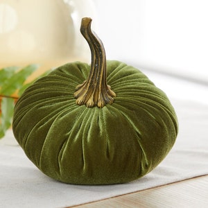 Large Velvet Pumpkin Avocado, home decor trends, Fall wedding centerpiece, modern rustic wedding decor, shabby chic decor, best selling item