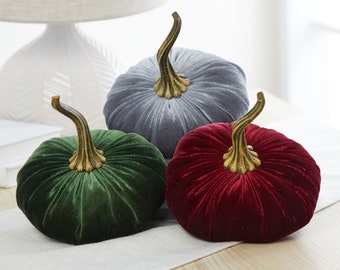 Large Velvet Pumpkins set of 3, home decor trends, Fall wedding centerpiece, rustic wedding decor, Thanksgiving decor, best selling items