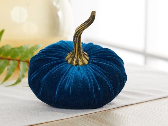 Large Velvet Pumpkin Teal, rustic coffee table decor, modern farmhouse decor, mom gifts for her, country home decor, best selling item