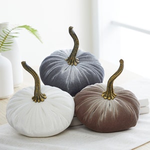 SMALL Velvet Pumpkins Set of 3, Fall wedding centerpiece, modern rustic farmhouse, mantel decor, Thanksgiving, best seller, classic gift