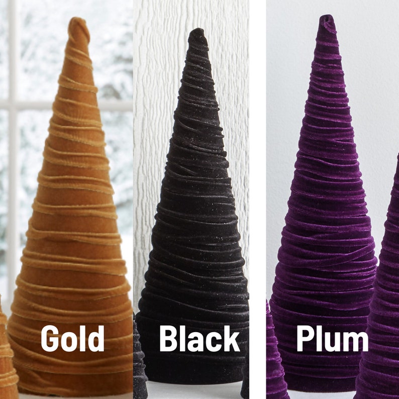 SMALL Single Velvet or Fabric Cones 6.5 modern farmhouse home decor, rustic mantle entryway decor, wedding centerpiece, best selling item image 8