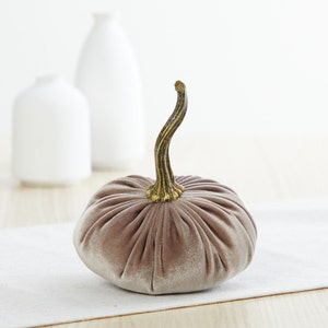 Small Taupe Velvet Pumpkin