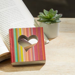 Heart bookshelf decor objects bookish gifts for women, cut book shapes, book gifts for book lovers, cute shelf decor, repurposed books image 2