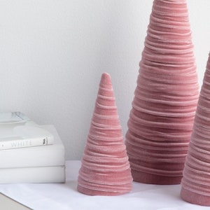 Blush pink velvet cones set of 3, coquette room decor aesthetic shelf decor for nursery, cute home accessories for Mom, Mother's day gifts image 3