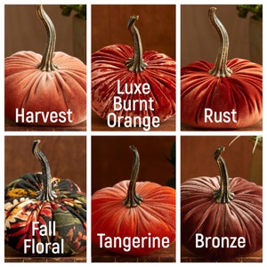 Velvet Pumpkins Create Your Own Set of 3 Different Sizes and Colors, fall table centerpiece, trending home decor, rustic wedding decor image 3