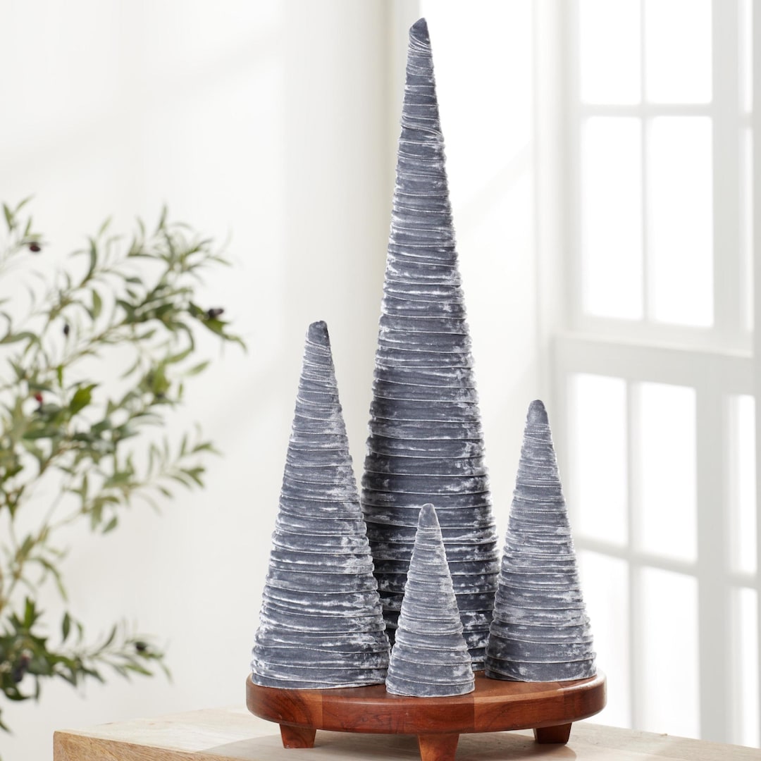 Silver Velvet Trees Set of 4, Rustic Valentine's, Shabby Chic, Modern ...