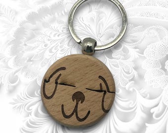 Handmade Engraved Wood Tag: Custom Keychain, Puppy ID, Bag Charm