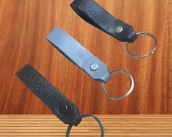 This is a Handmade Black Leather Belt Clip Key ring.