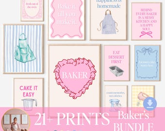 Baking Kitchen Wall Art, printable Bakery Decor, funny Baking Quotes, Pastry Chef Prints, Digital Download kitchen artwork, bakery wall art