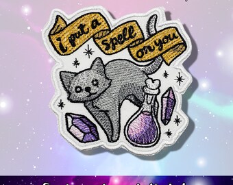 I Put a Spell on You Cat Patch, Cat Patch, Cat Lover Gift, Cat Lady Gift, Iron on Patch, Embroidered Patch, Witchy Vibes, Occult Patch,