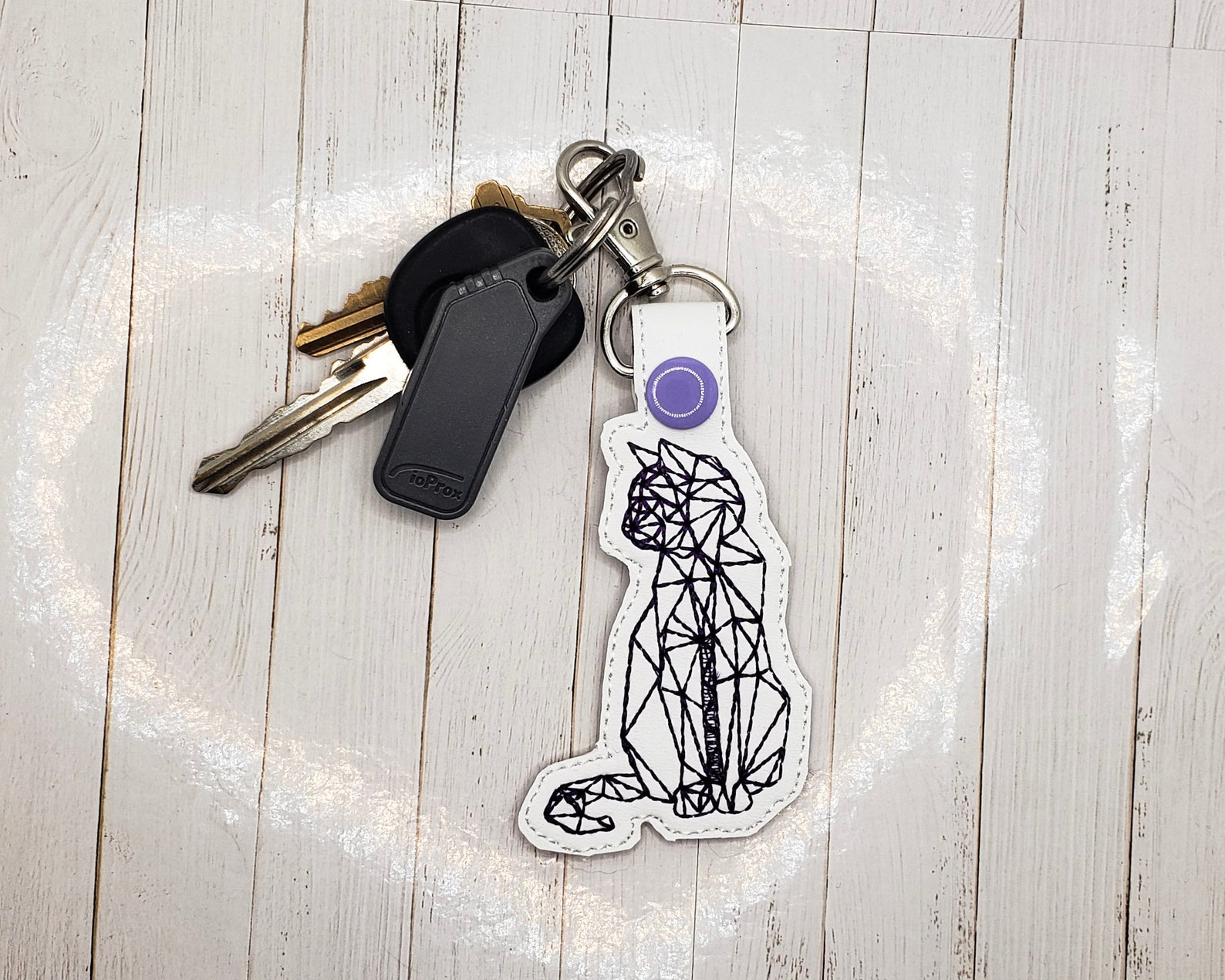 Cat Keychain Embroidered Keychain Bag Charm Cat Key FOB Etsy