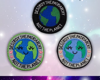 Smash the Patriarchy Iron On Patch, Save the Planet Patch, Embroidered Iron On Patches, Feminist Iron On Patch, Environmental Iron On Patch