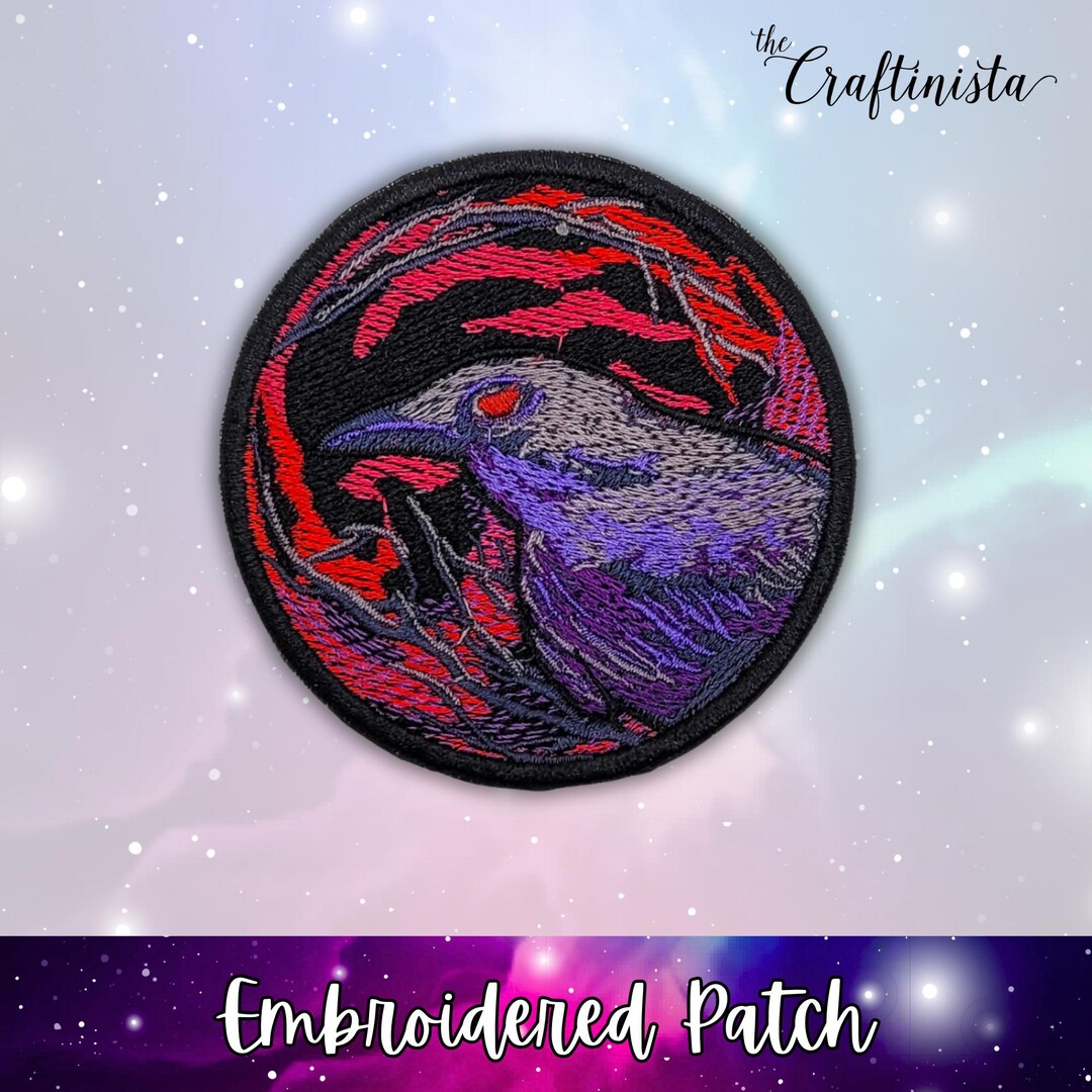 Raven Patch, Gothic Bird Badge, Embroidered Iron-on Patch, Dark ...